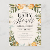 Citrus sinaasappel bloesem virtual baby shower par uitnodiging briefkaart (Voorkant)
