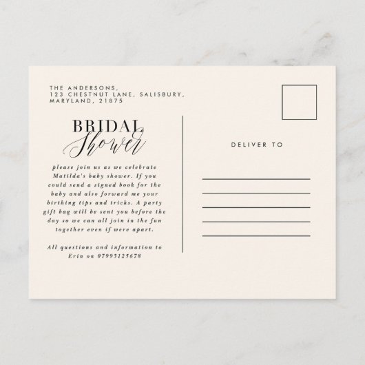 Citrus sinaasappel bloesem virtual baby shower par uitnodiging briefkaart (Achterkant)