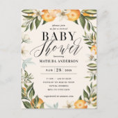 Citrus sinaasappel bloesem virtual baby shower par uitnodiging briefkaart (Voorkant)