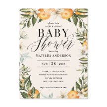 Citrus sinaasappel bloesem virtual baby shower par