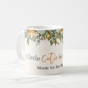Citrus, sinaasappel + bloesems baby shower koffiemok