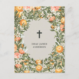 Citrus, sinaasappel + blossom, dop uitnodiging briefkaart