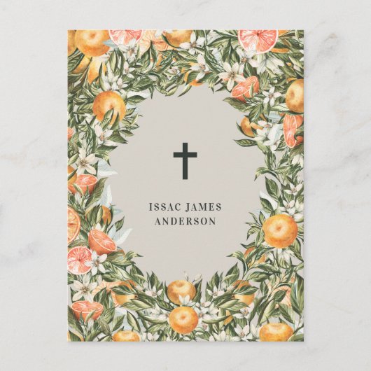 Citrus, sinaasappel + blossom, dop uitnodiging briefkaart (Voorkant)