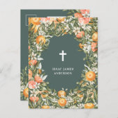 Citrus, sinaasappel + blossom, dop uitnodiging briefkaart (Voorkant / Achterkant)