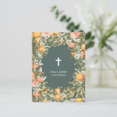 Citrus, sinaasappel + blossom, dop uitnodiging briefkaart (Staand voorkant)