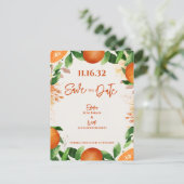 Citrus Sinaasappel Blossom Garden Wedding Save the Briefkaart (Staand voorkant)