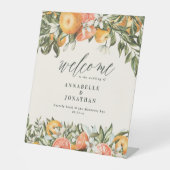 Citrus sinaasappel botanisch modern rustiek welkom reclamebord met voetstuk (Voorkant)