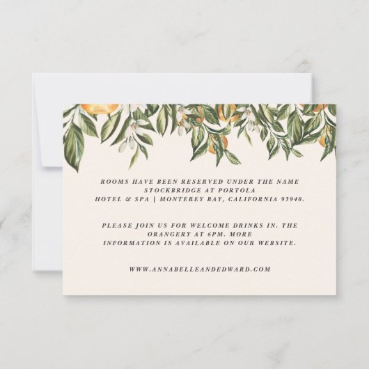 Citrus sinaasappel botanische moderne rustieke det RSVP kaartje (Achterkant)