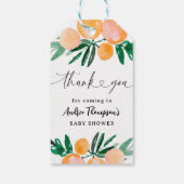 Citrus Sinaasappel Dank u Baby shower Cadeaulabel (Achterkant)