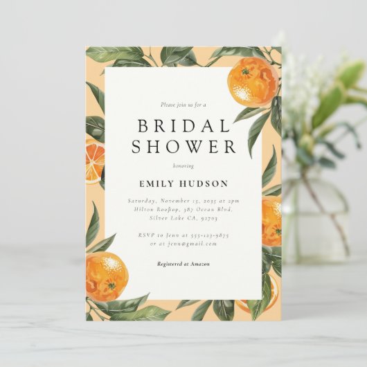 Citrus Sinaasappel Elegant Vrijgezellenfeest Kaart (Staand voorkant)