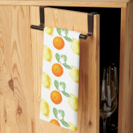 Citrus Sinaasappel en Citroen Print  Theedoek