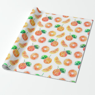 Citrus Sinaasappel Fruits waterverf die witte kuns Cadeaupapier