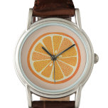 Citrus Sinaasappel Horloge<br><div class="desc">Zingy en lekker leuk oranje citrusfruit op een blush roze achtergrond. Originele kunst van Nic Squirrell.</div>