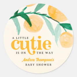 Citrus Sinaasappel Kleine Cutie Baby shower Ronde Sticker