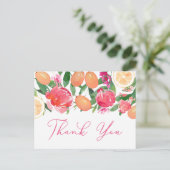 Citrus Sinaasappel Kumquat Pioenen Bloemen Dank u Briefkaart (Staand voorkant)