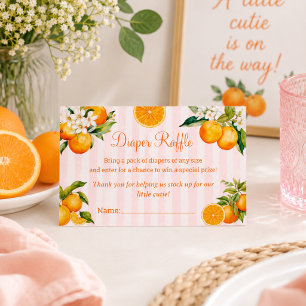 Citrus Sinaasappel Luier Raffle Baby shower Informatiekaartje