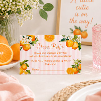 Citrus Sinaasappel Luier Raffle Baby shower Informatiekaartje