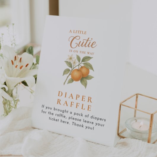 Citrus Sinaasappel Luier Raffle Baby shower Tafel Reclamebord Met Voetstuk