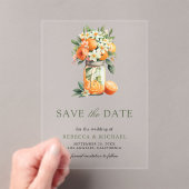 Citrus Sinaasappel Mason Jar Wedding Save the Date Acryl Uitnodigingen (Insitu (Draagbaar))