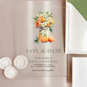 Citrus Sinaasappel Mason Jar Wedding Save the Date Acryl Uitnodigingen