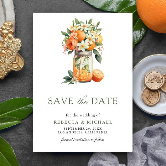 Citrus Sinaasappel Metselwerk Pot Foto Bruiloft Save The Date