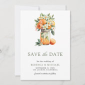 Citrus Sinaasappel Metselwerk Pot Foto Bruiloft Save The Date (Voorkant)