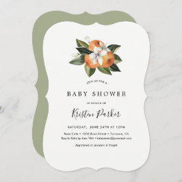 Citrus Sinaasappel Moderne Baby Shower Kaart