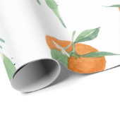 Citrus Sinaasappel n White Waterverf Floral Foliag Cadeaupapier (Rol Hoek)