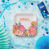 Citrus Sinaasappel & Roze Bloemen Vet Vrijgezellen Papieren Bordje (Feest)