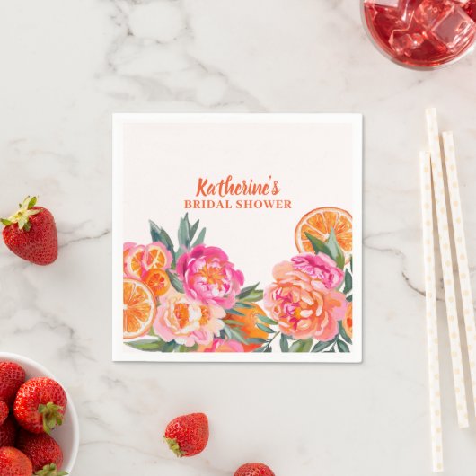 Citrus Sinaasappel & Roze Bloemen Vet Vrijgezellen Servet (Insitu)