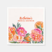 Citrus Sinaasappel & Roze Bloemen Vet Vrijgezellen Servet (Voorkant)