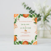 Citrus Sinaasappel Rustic Fall Huwelijksuitnodigin Briefkaart (Staand voorkant)