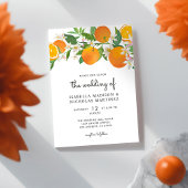 Citrus Sinaasappel Tangerine Bloemen Bruiloft Kaart