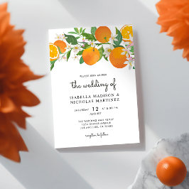 Citrus Sinaasappel Tangerine Bloemen Bruiloft Kaart