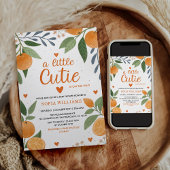 Citrus Sinaasappel thema Little Cutie Baby shower Kaart