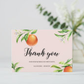 Citrus sinaasappel zomer baby shower dank u kaart (Staand voorkant)