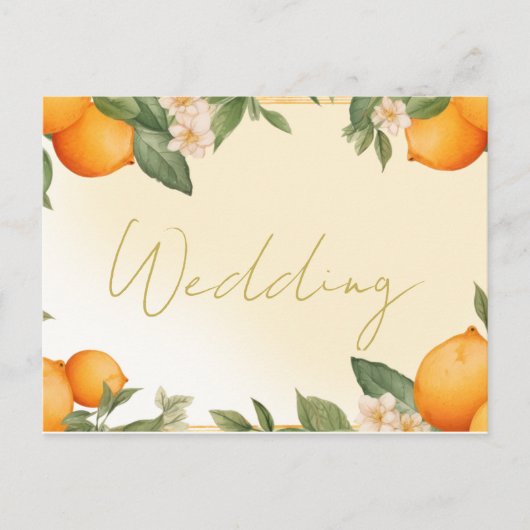 Citrus Sinaasappel Zomerbruiloft uitnodiging (Voorkant)