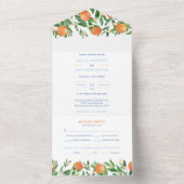 Citrus Sinaasappels Antiek Blauwe Tegels Wedding A All In One Uitnodiging (Binnen)