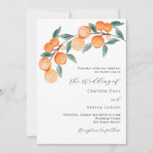 Citrus sinaasappels aquarel modern script bruiloft kaart (Voorkant)