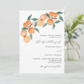 Citrus sinaasappels aquarel modern script bruiloft kaart (Staand voorkant)