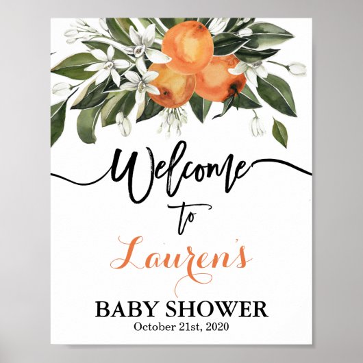 Citrus Sinaasappels Baby shower-welkomstteken Poster (Voorkant)
