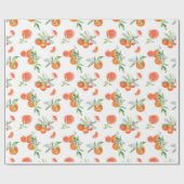  Citrus Sinaasappels, bladeren & bloemmotief Cadeaupapier (Vlak)