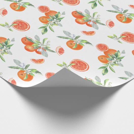  Citrus Sinaasappels, bladeren & bloemmotief Cadeaupapier (Hoek)