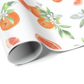  Citrus Sinaasappels, bladeren & bloemmotief Cadeaupapier (Rol Hoek)