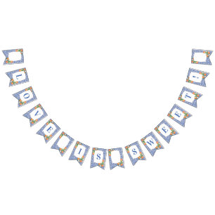 Citrus Sinaasappels Blauw Wit Print Vrijgezellenfe Vlaggetjes