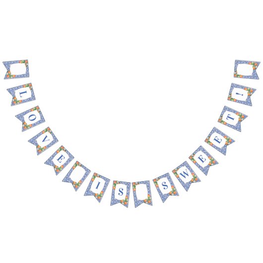 Citrus Sinaasappels Blauw Wit Print Vrijgezellenfe Vlaggetjes (Alle)