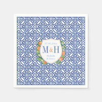 Citrus Sinaasappels  Blauwe Tegels Monogram Bruilo