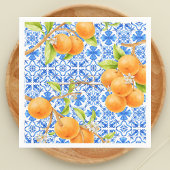 Citrus Sinaasappels & Blue Azulejo Tegels Servet