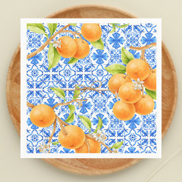 Citrus Sinaasappels & Blue Azulejo Tegels Servet