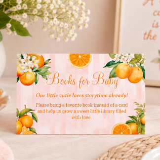 Citrus Sinaasappels Boeken voor Baby Meisje shower Informatiekaartje